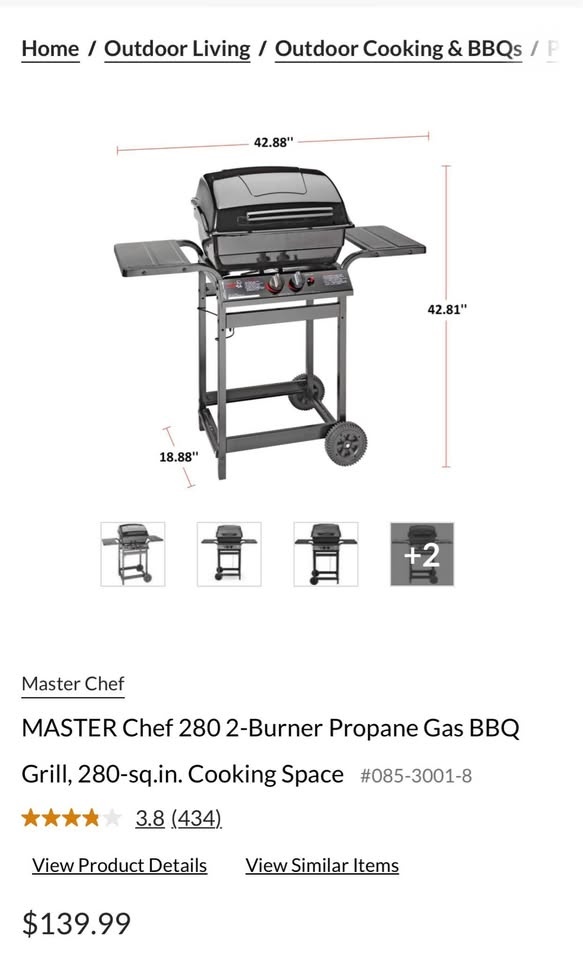 Master Chef 280 2-Burner Propane BBQ Grill - photo 3