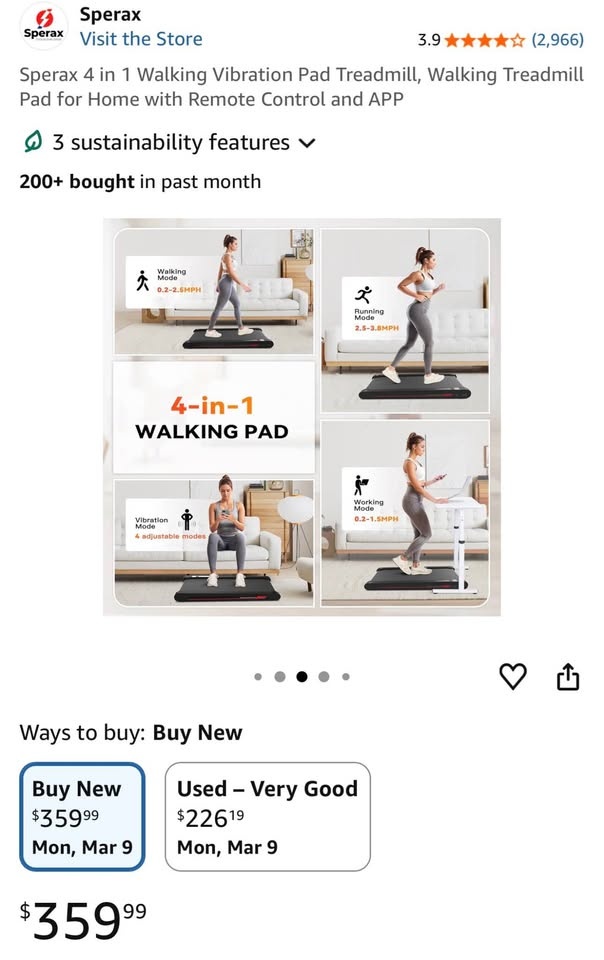 Sperax 4 in 1 Walking Pad Treadmill with Remote - photo 4