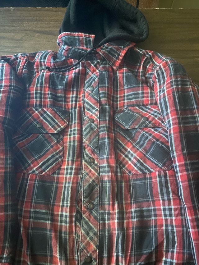 BC Clothing Flannel Shirt with Hood - Red/Black Plaid - Medium