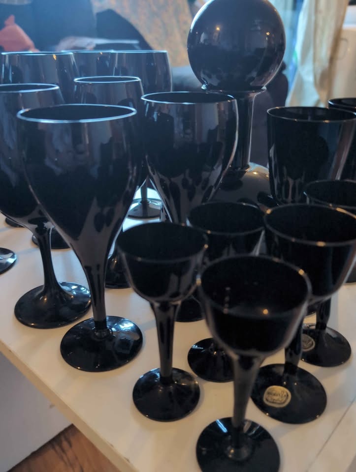 Vintage Bohemia Crystal Black Stemware Set with Decanter - photo 5