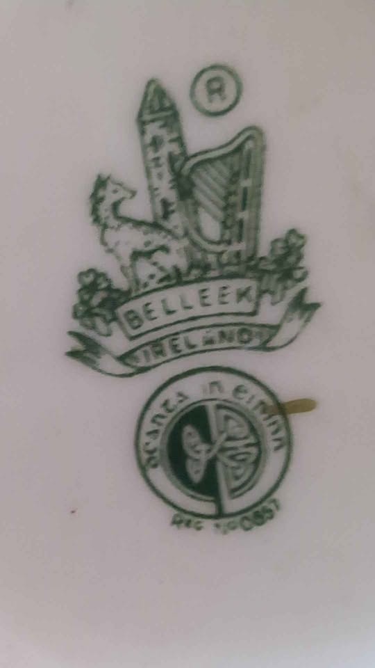 Vintage Belleek Ireland Shamrock Tea Set – Basketweave Porcelain - photo 5