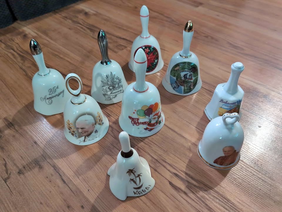 Vintage Porcelain Hand Bells – Collection of 9