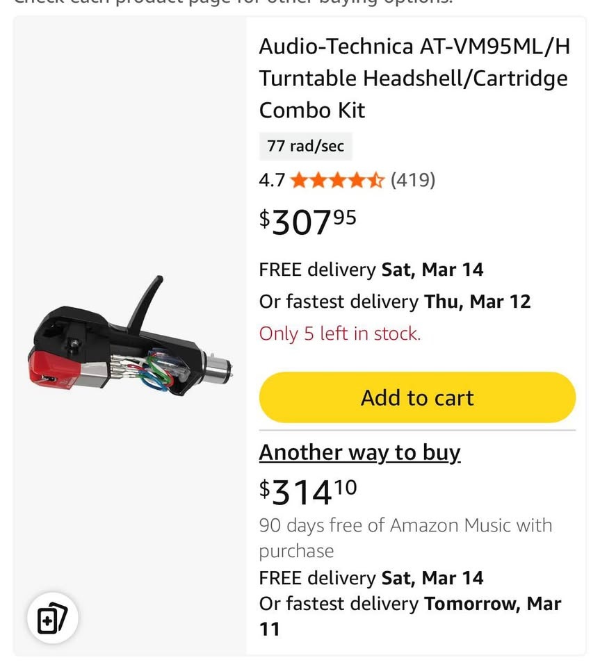 Audio-Technica AT-VM95ML/H Headshell/Cartridge Kit - photo 3