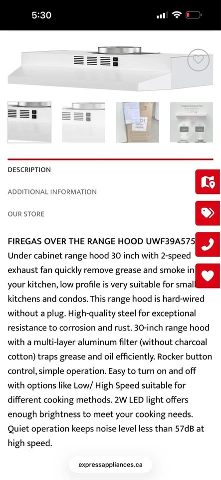 30-Inch Under Cabinet Range Hood