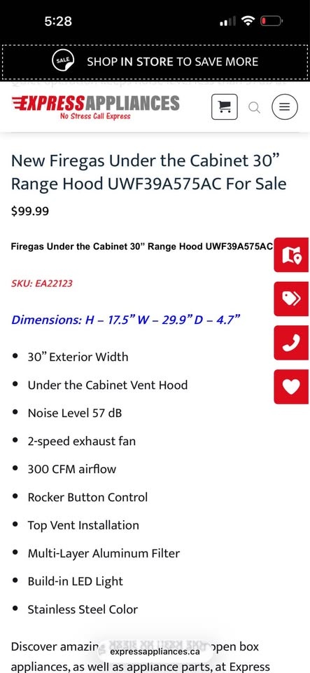 30-Inch Under Cabinet Range Hood - photo 2