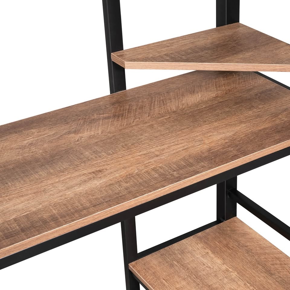 Full Size Loft Bed with Desk & Shelves – Metal Frame - photo 4