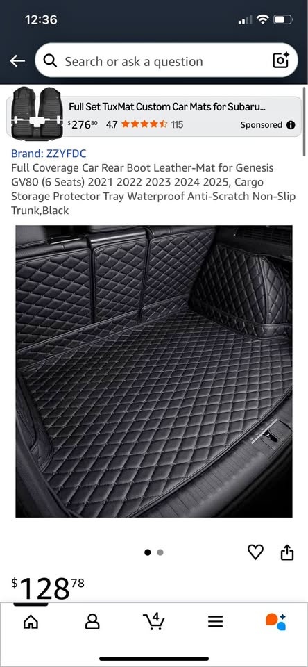 New Genesis GV80 6-Seat Leather Boot Mat (2021-2025)