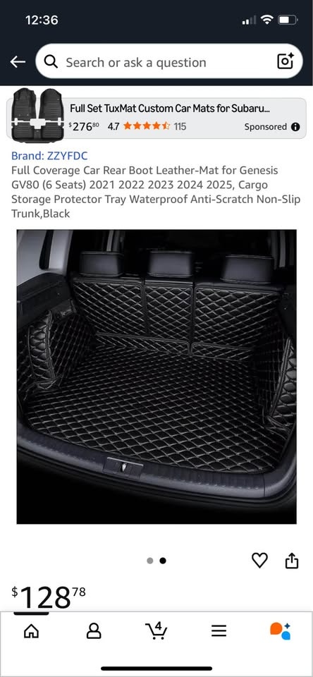 New Genesis GV80 6-Seat Leather Boot Mat (2021-2025) - photo 2