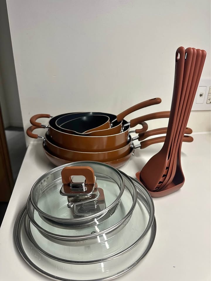 Pots & Pans set with utensils.