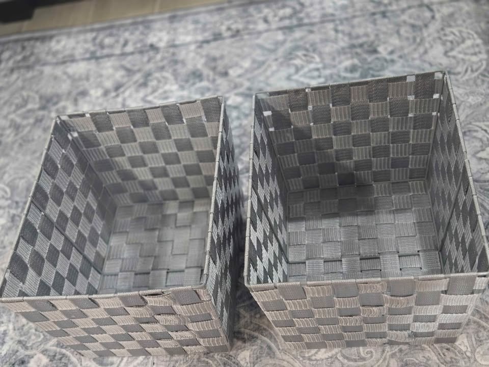 GREY ORGANIZER BINS $15