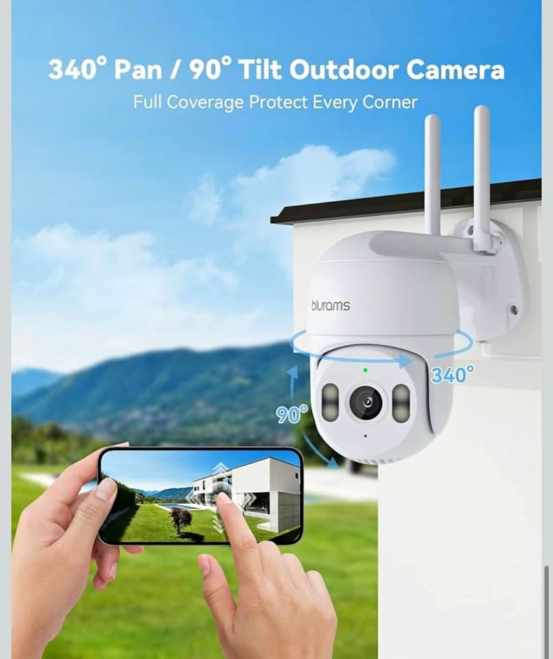 New blurams 2K Security Camera Outdoor, 360° PTZ Home Security