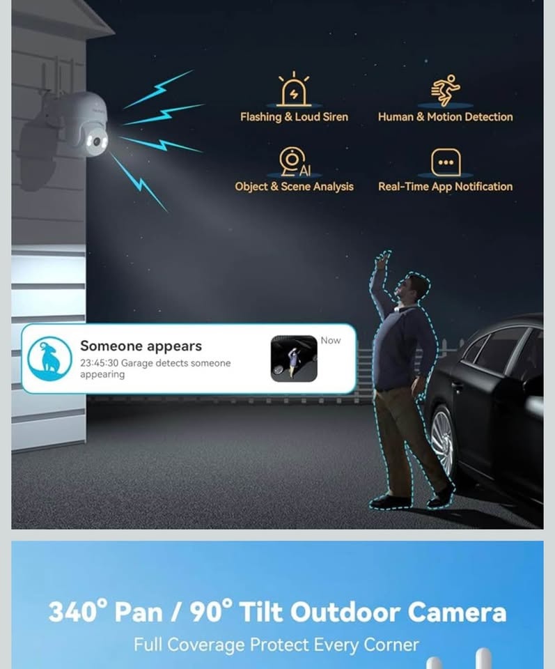 New blurams 2K Security Camera Outdoor, 360° PTZ Home Security - photo 4