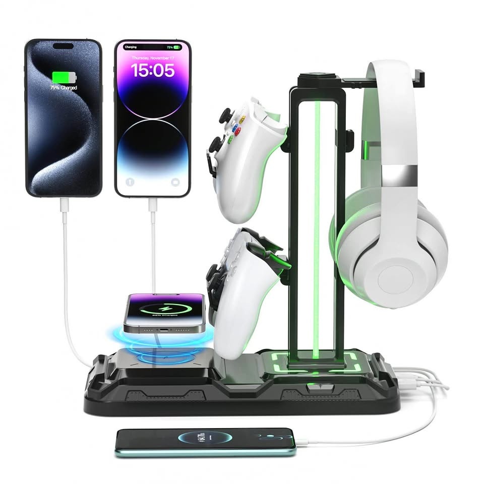 RGB Headphone & Controller Stand w/ Wireless Charging
