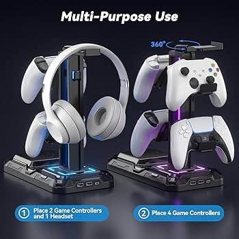 RGB Headphone & Controller Stand w/ Wireless Charging - photo 2