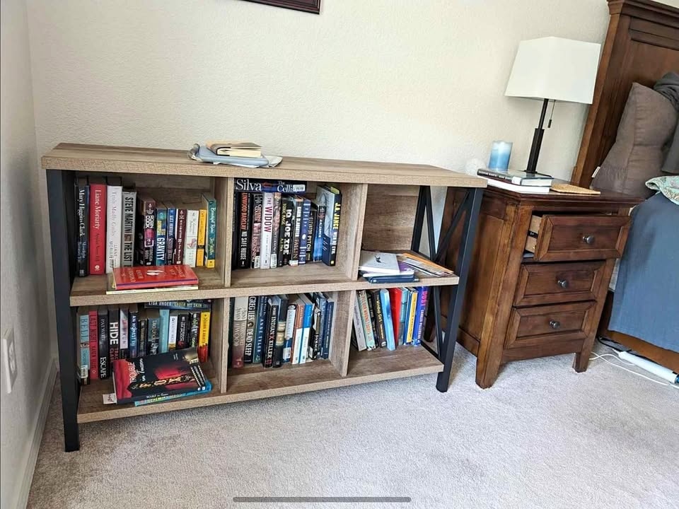 Rustic Industrial Cubby Bookshelf Organizer Wood and Metal