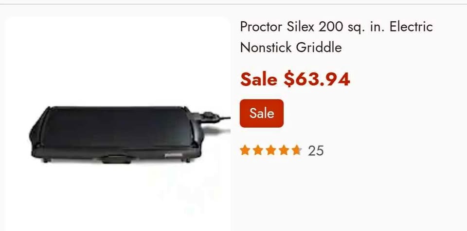 Brand New Proctor Silex Cooking Griddle