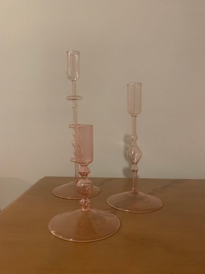 Glass Taper Candle Holders - Set of 3