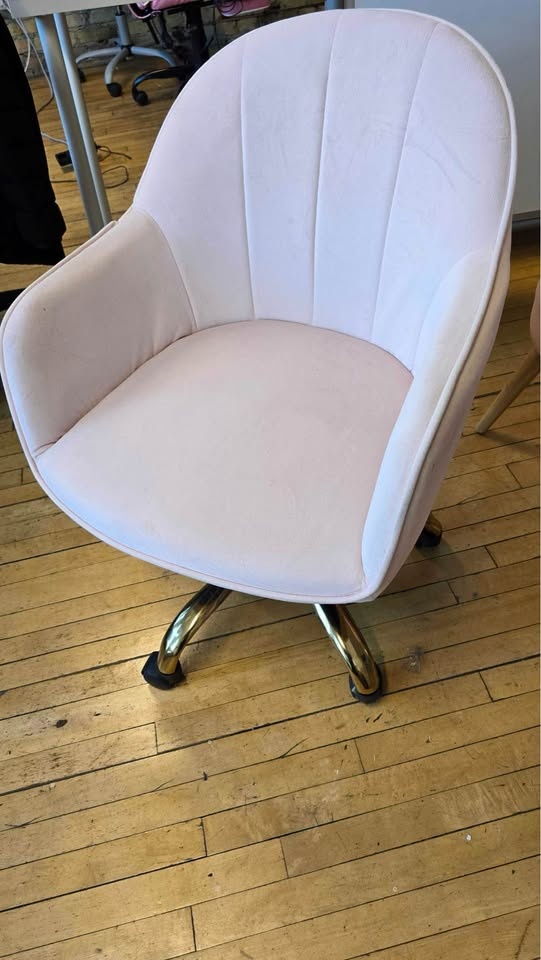 Pink Velvet Swivel Desk Chair - photo 2
