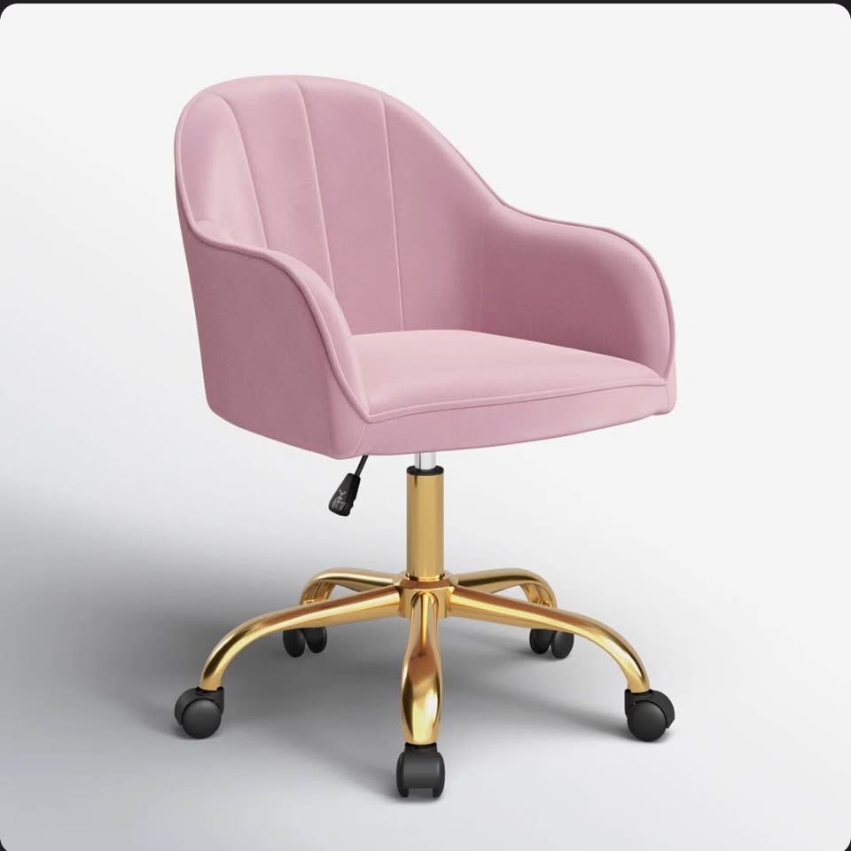 Pink Velvet Swivel Desk Chair - photo 4