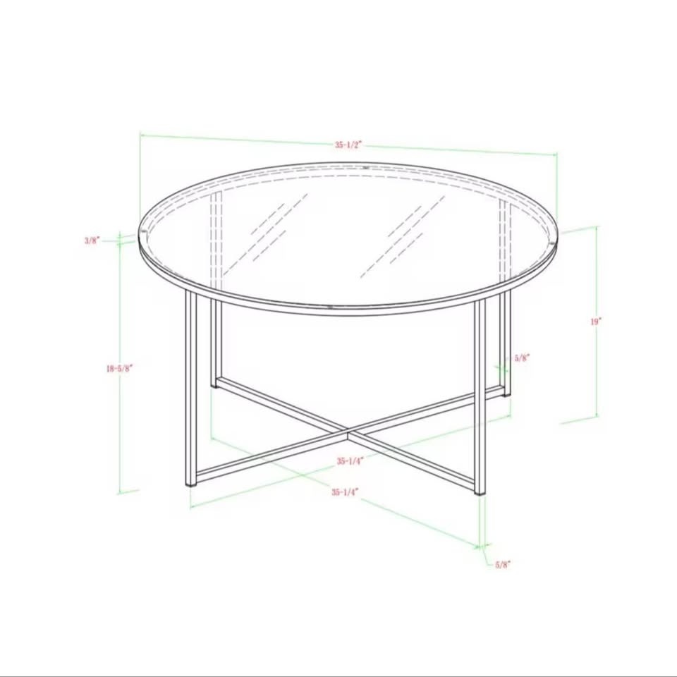 Welwick Designs 36-inch Clear/Gold Round Glass Coffee Table - photo 2