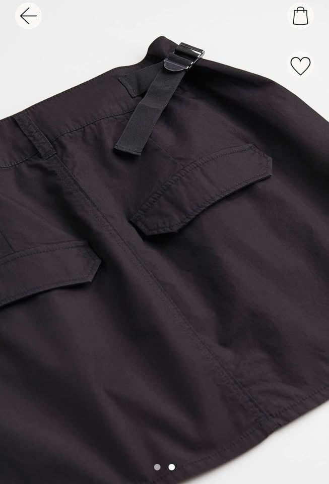 H&M Cotton Poplin Utility Skirt - Black, Size Large - photo 2