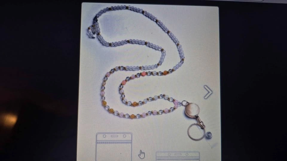 Beaded Lanyard ID Badge Holder Retractable Reel - photo 3