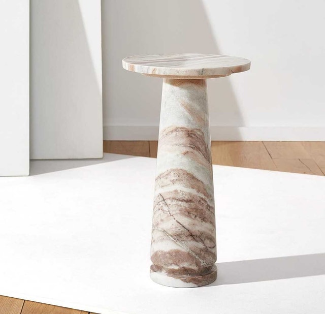 Solid Marble Pedestal Side Table