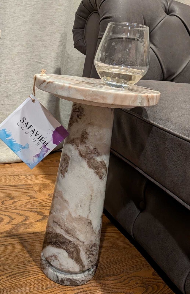 Solid Marble Pedestal Side Table - photo 2