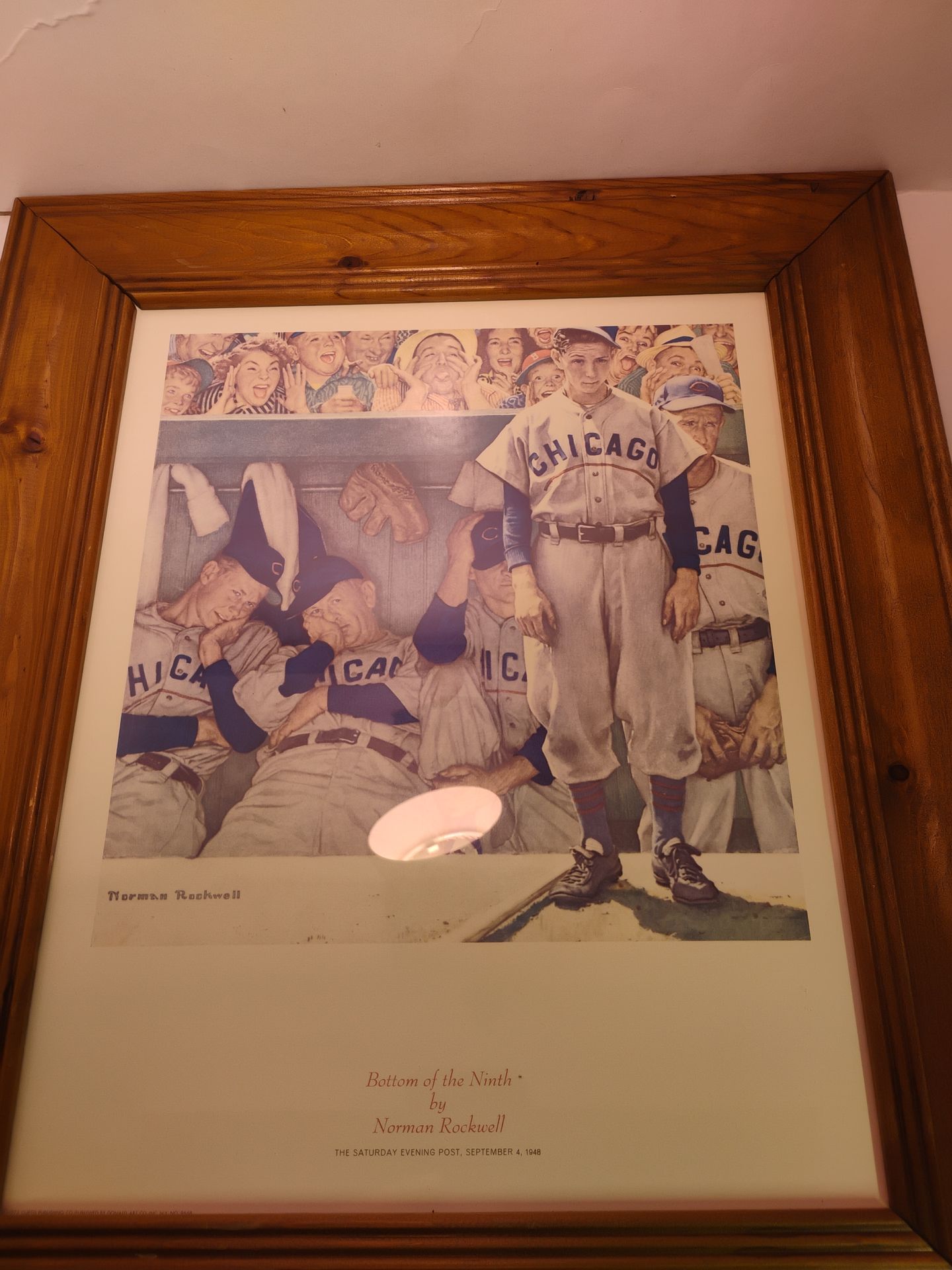 Norman Rockwell "Bottom of the Ninth" Framed Print Vintage 70s C