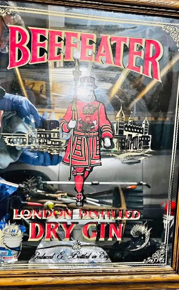 BEEFEATER LONDON DISTILLED DRY GIN vintage mirror sign