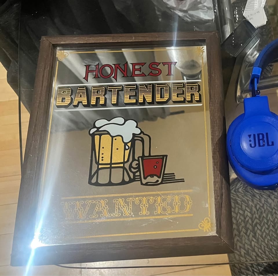 Vintage "Honest Bartender" Bar Wall Mirror - Classic & Collectib - photo 2