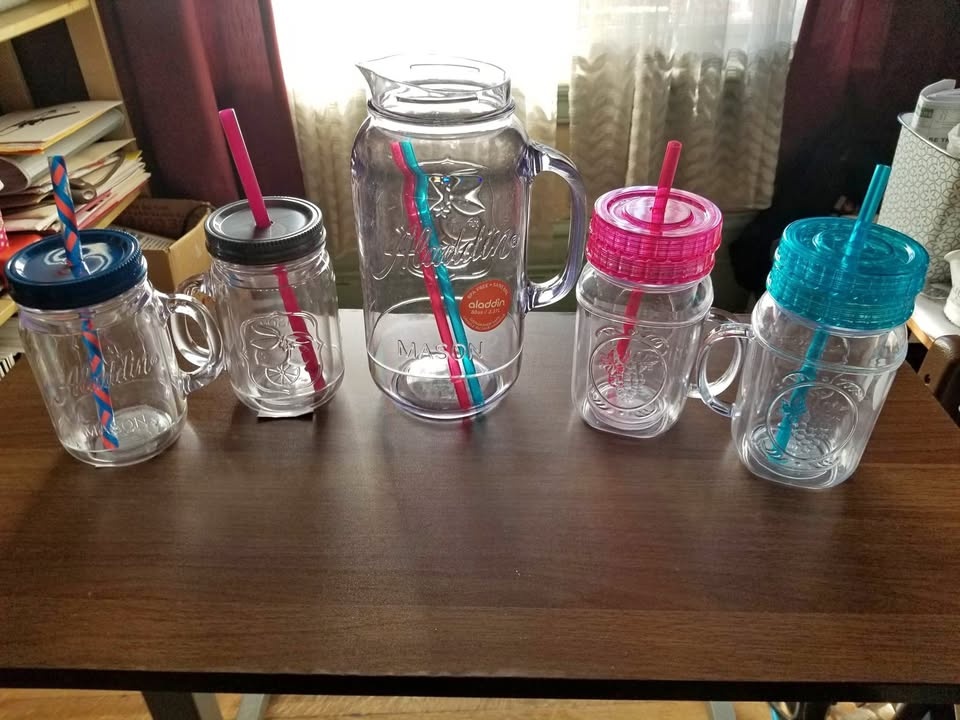 Brand New Mason Jar Drinkware Set – 5 Pieces