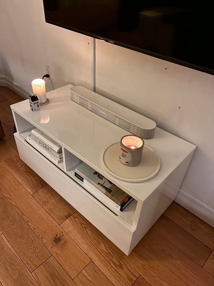 CB2 White High-Gloss Media Console TV Stand - photo 3