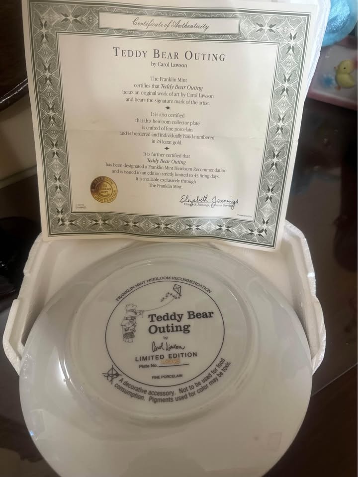 Vintage Carl Lawson Teddy Bear Outing Limited Edition Plate w/ C - photo 5
