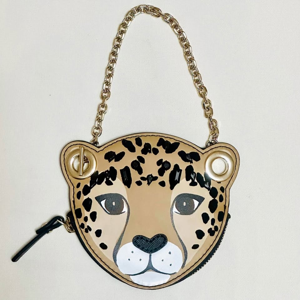 Kate Spade Woman's Leopard Wristlet Purse with Black Stones