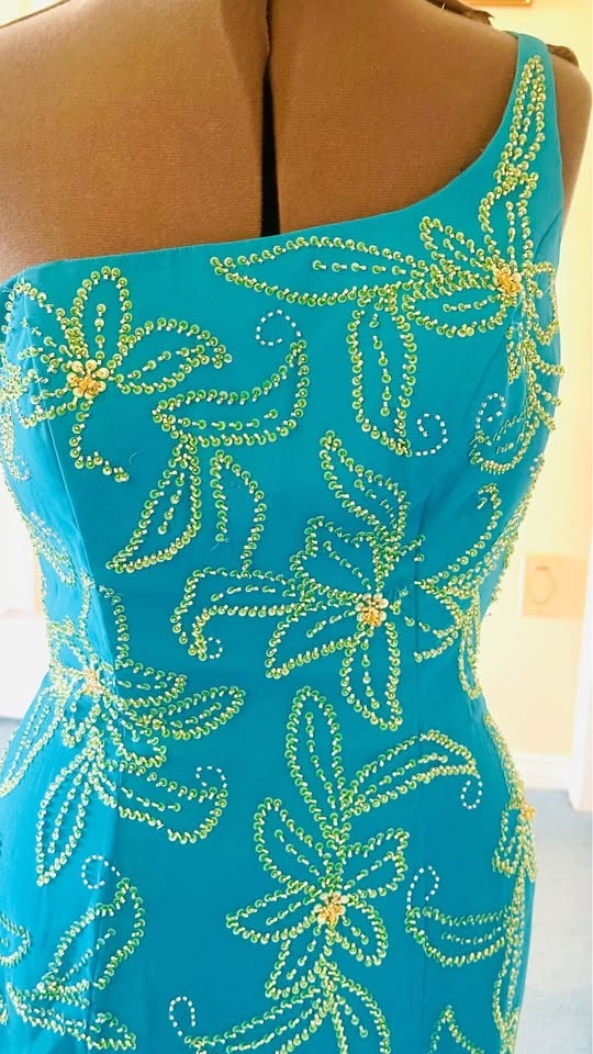 NWT Studio 17 Elegant Blue Beaded Mermaid Evening Gown - photo 2