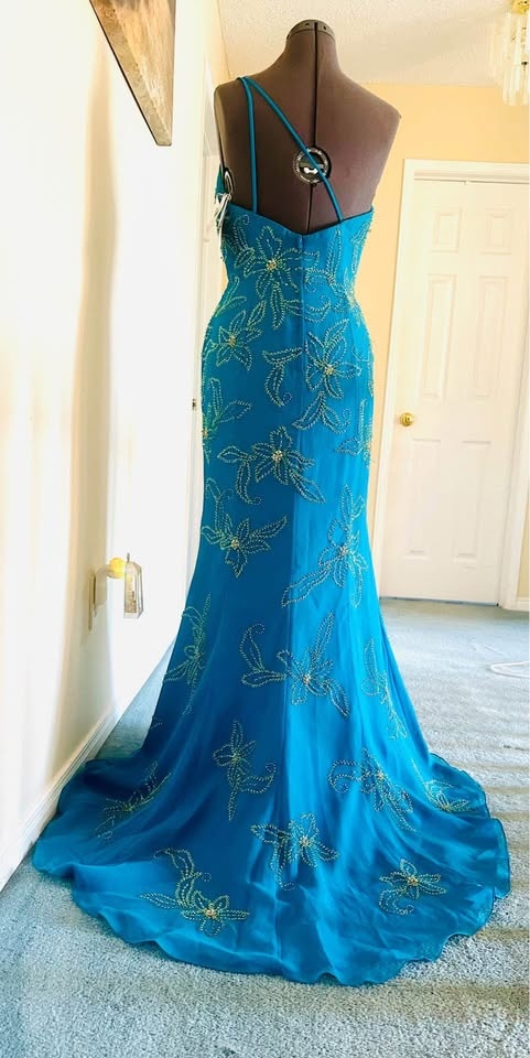 NWT Studio 17 Elegant Blue Beaded Mermaid Evening Gown - photo 3