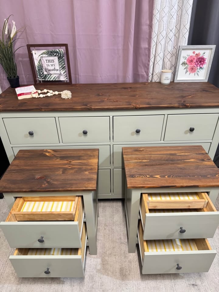 Hemnes Dresser Set with 2 Nightstands - Refinished - photo 2