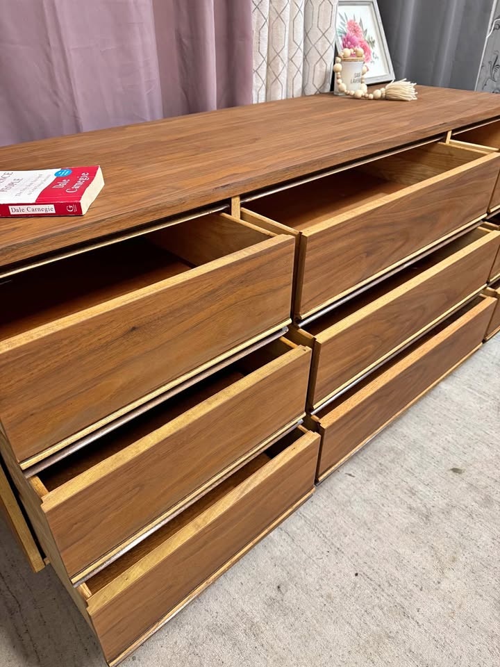 Mid Century Modern Walnut Dresser / Credenza – Solid Wood