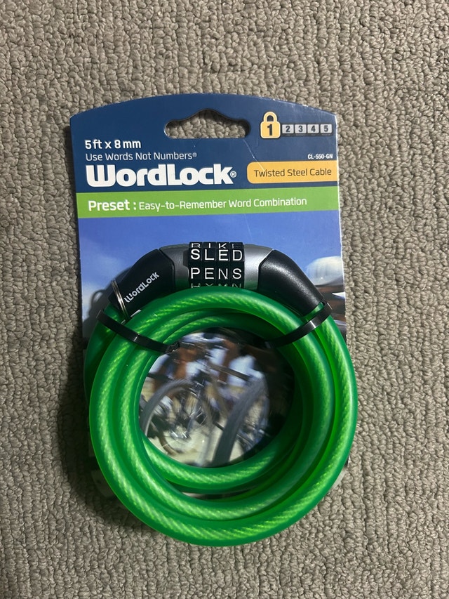 Brand New Wordlock Bicycle Security Bike Lock - Green - photo 3