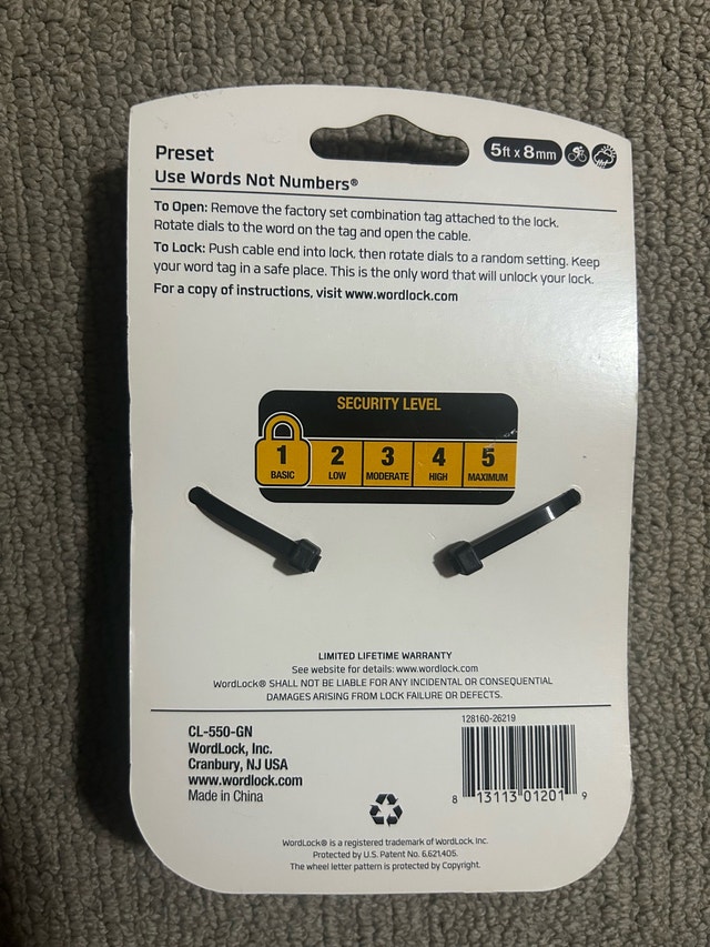 Brand New Wordlock Bicycle Security Bike Lock - Green - photo 4