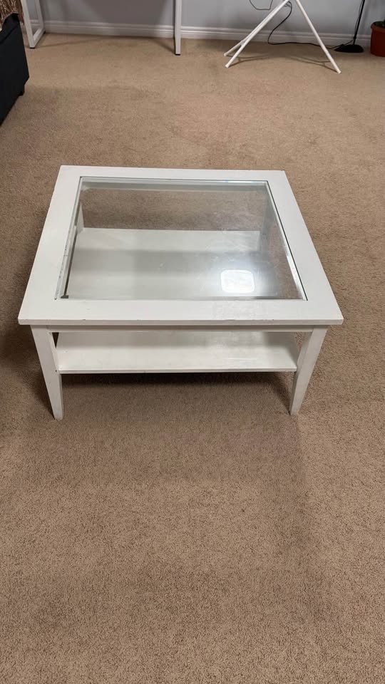 White Coffee Table with Glass Top - NEED GONE ASAP - photo 2