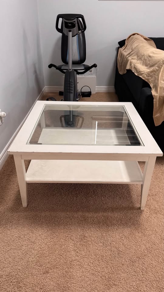 White Coffee Table with Glass Top - NEED GONE ASAP - photo 3