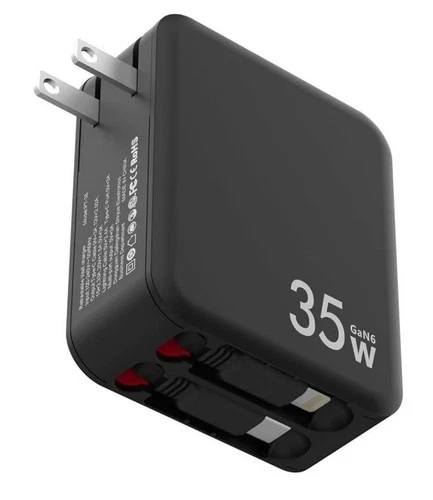35W Wall Charger w/ Retractable USB-C & iOS Cable + Extra USB-C - photo 2