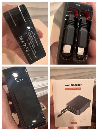 35W Wall Charger w/ Retractable USB-C & iOS Cable + Extra USB-C - photo 3