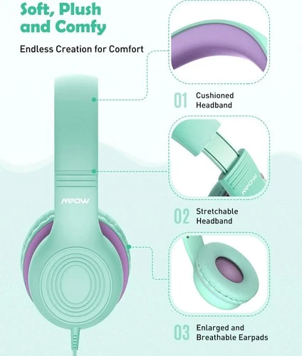 Mpow BH297B Kids Headphones with Mic, Volume Limit - photo 5