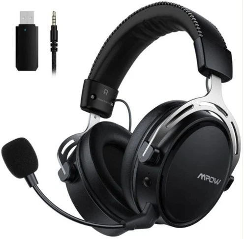 MPOW Air Wireless Gaming Headset Silver - 2.4G PS5 PS4 PC Switch