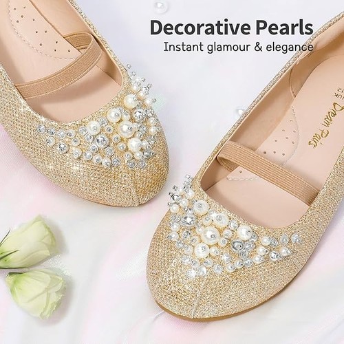 Dream Pairs Girls' Gold Glitter Ballerina Flats - Size 11 - photo 4
