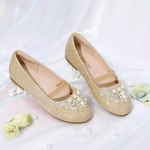 Dream Pairs Girls' Gold Glitter Ballerina Flats - Size 11 - photo 5