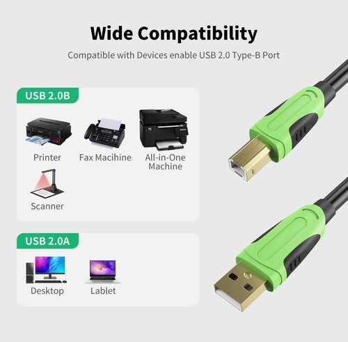 XXONE 20ft USB Cable - Type A to Type B, Gold-Plated - photo 5
